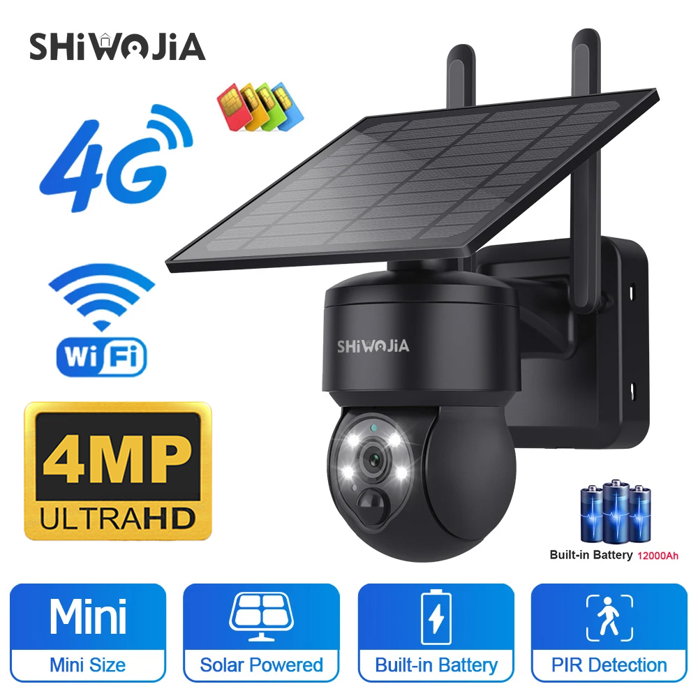 Garden Camera - SHIWOJIA-Câmera Solar PTZ sem fio, WiFi,