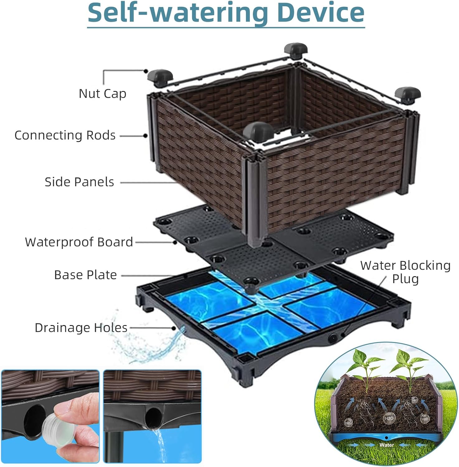 Vaso de Jardim em Rattan para  - Self Watering Planter avaliação e preço